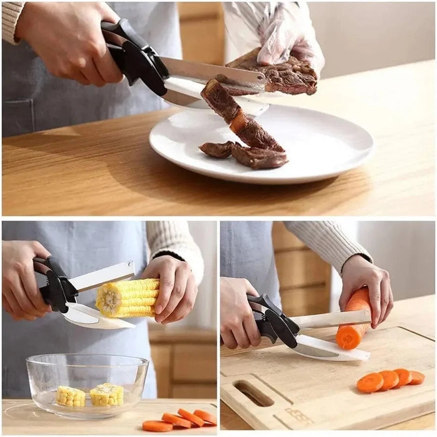 2-in-1 Kitchen Clever Cutter – Utility Scissor with Built-In Cutting Board