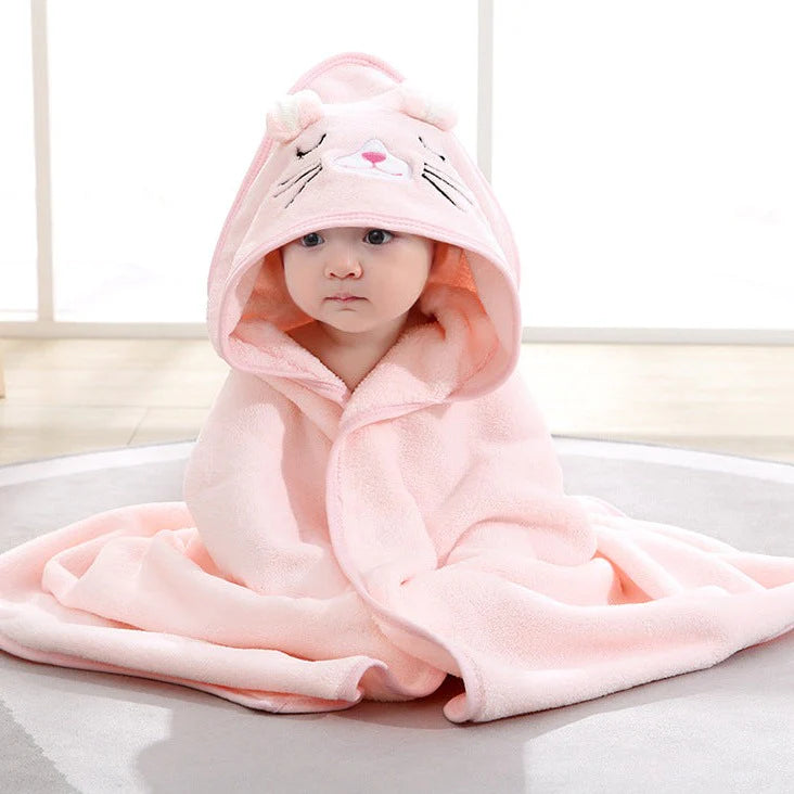 Hooded Baby Bath Towel – Soft Bamboo Viscose Towel (35"×35")