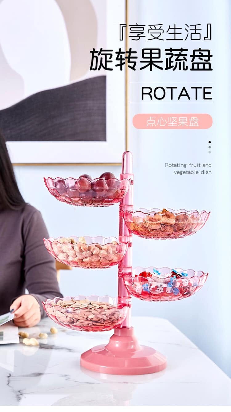 Rotating Multi-Tier Fruit & Snack Tray – 360° Serving Stand
