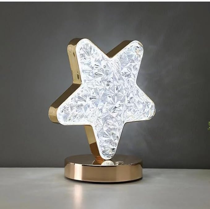 Luxury Crystal LED Lamp – Rechargeable 3-Color Touch Light