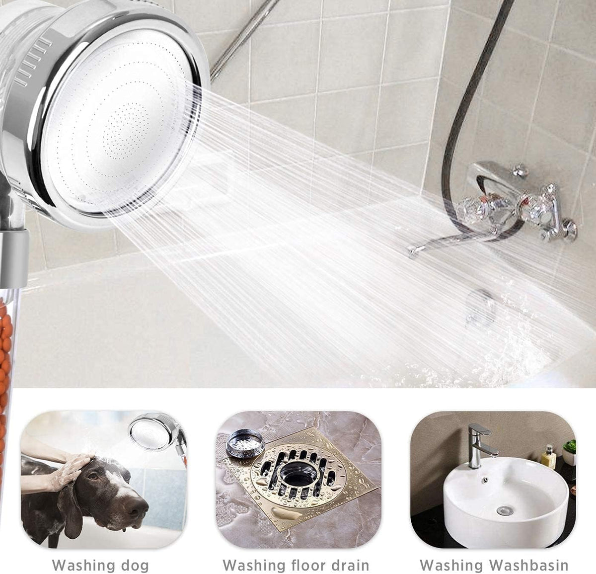 Filtered Handheld Shower Head – Ionic Water-Saving Shower Filter