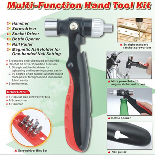 16-in-1 Multi-Function Tool – Hammer, Ratchet Screwdriver & Socket Set