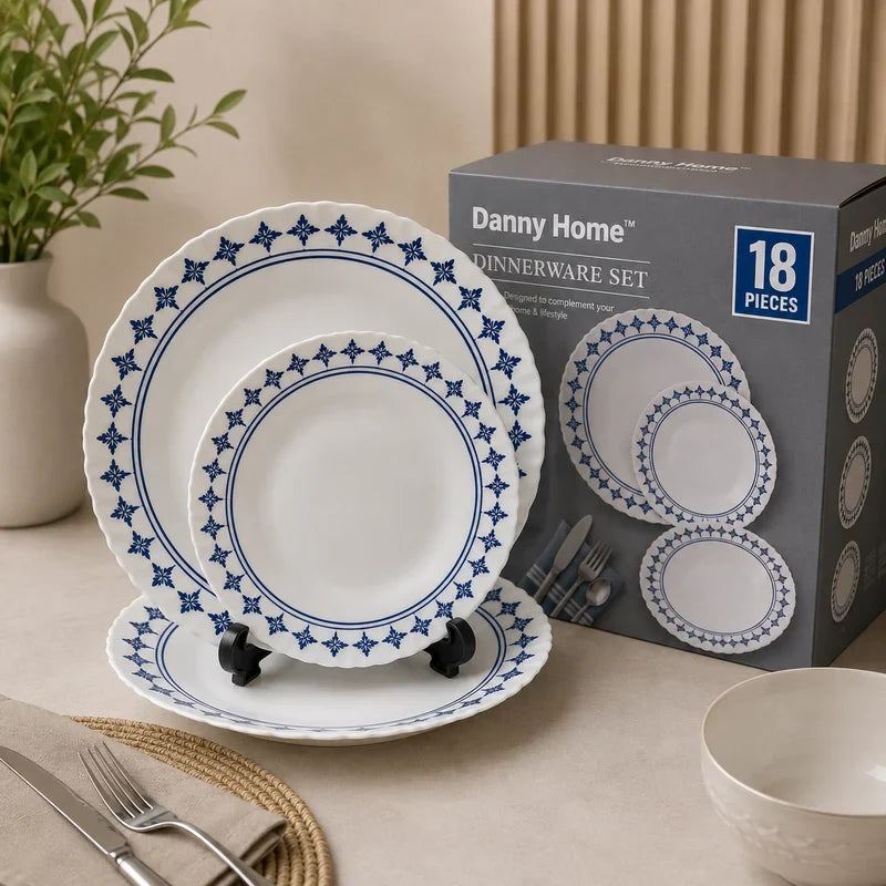 Danny Home Opal Royal Blue Classic 18-Piece Dinner Set