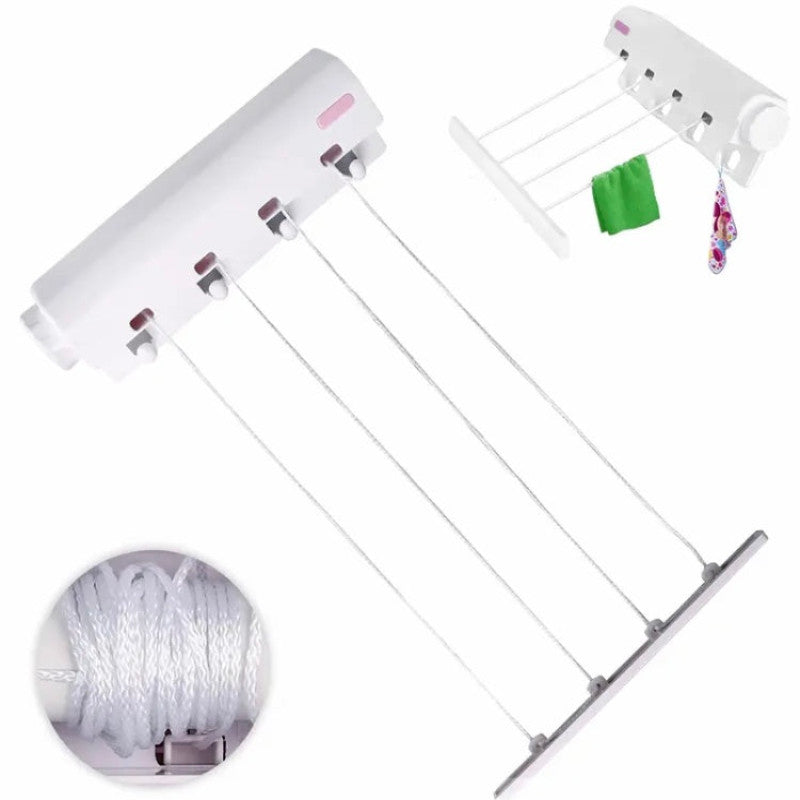 Wall Mounted 4 Line Retractable Laundry Hanger – Telescopic Clothesline
