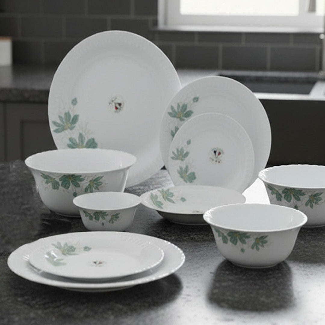 Elegant Opal 26-Piece Floral White Dinnerware Set