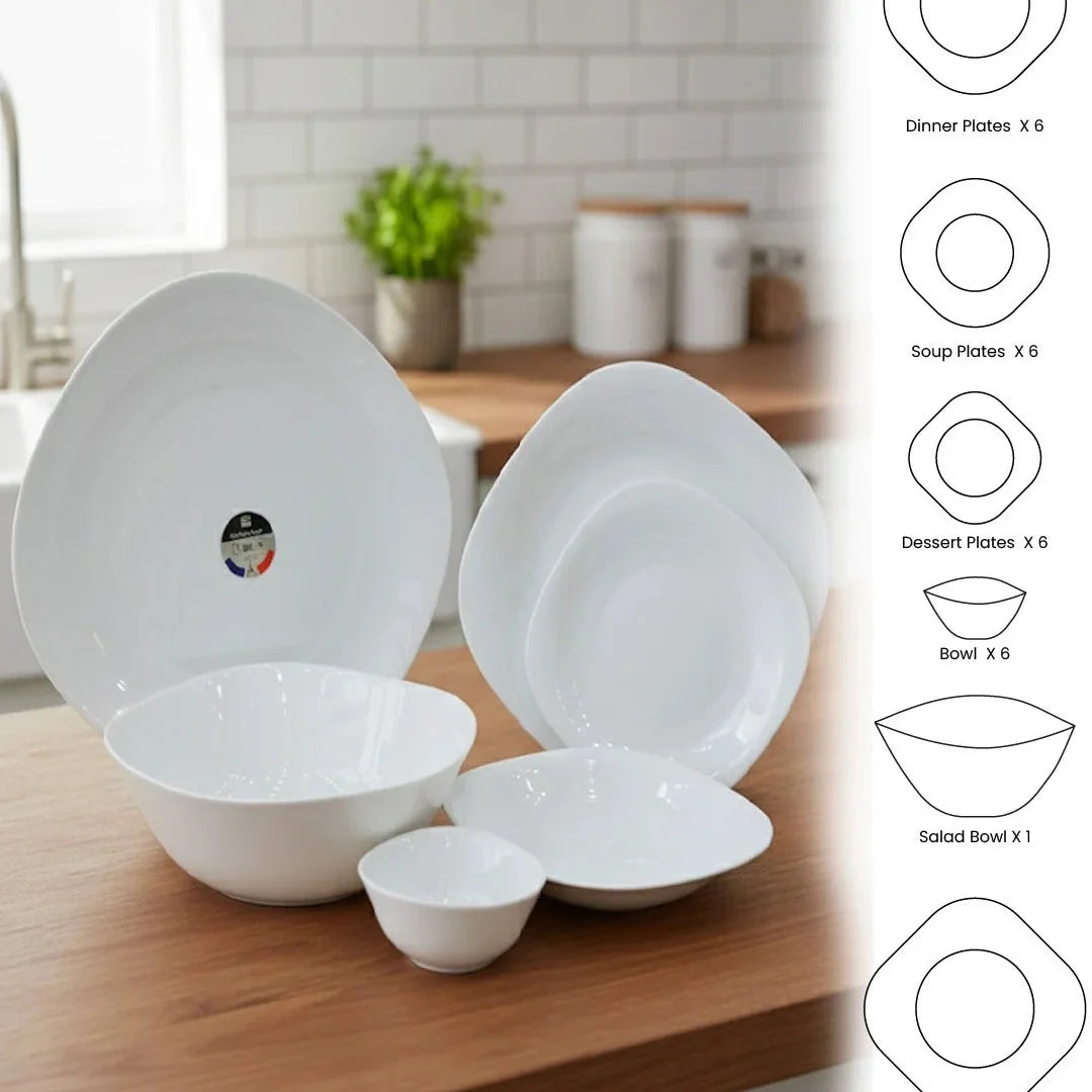 Contemporary Square Opal Dinner Set-26Peices
