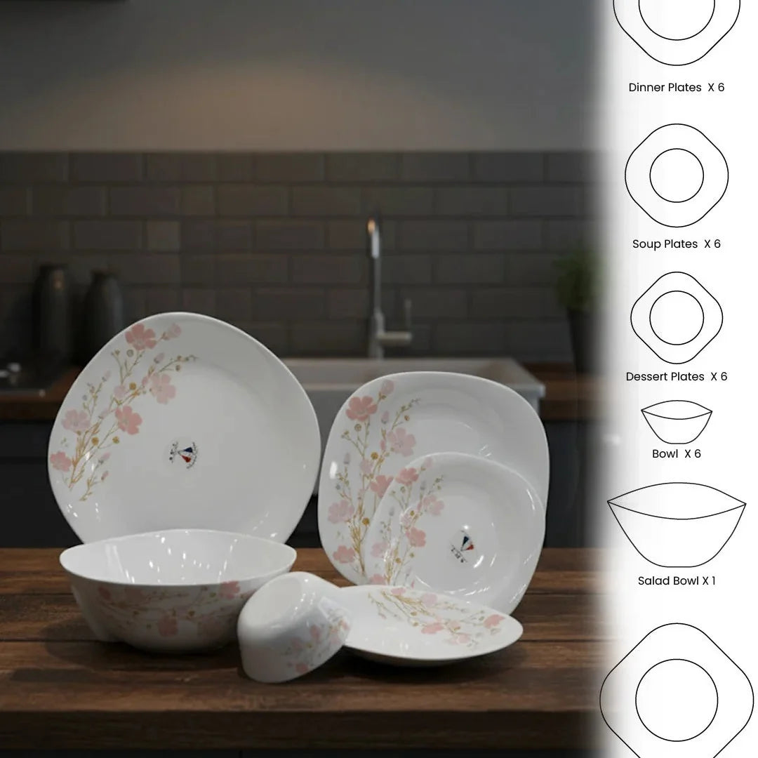 Opal Elegant Floral Dinnerware Set – 26 Pieces