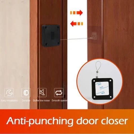 Punch-Free Automatic Door Closer – Self-Closing Wire Rope Device