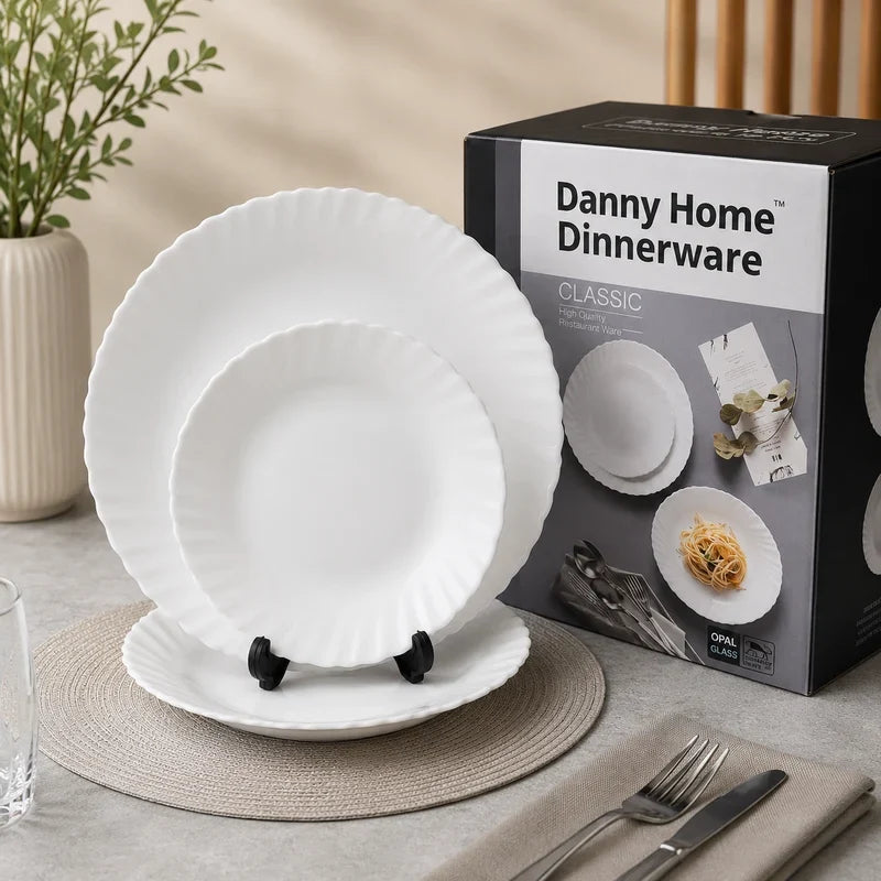 Danny Home Opal Classic White 18-Piece Dinner Set