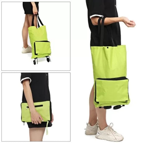 2-in-1 Foldable Shopping Cart with Wheels – Waterproof Grocery Trolley