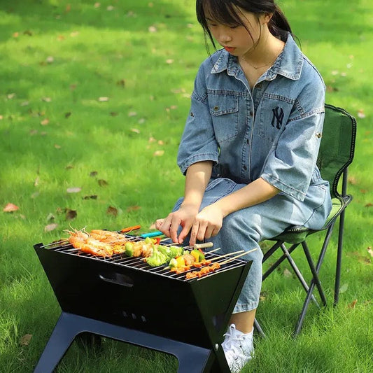 X-Shaped Folding BBQ Grill – Portable Charcoal Camping & Picnic Grill