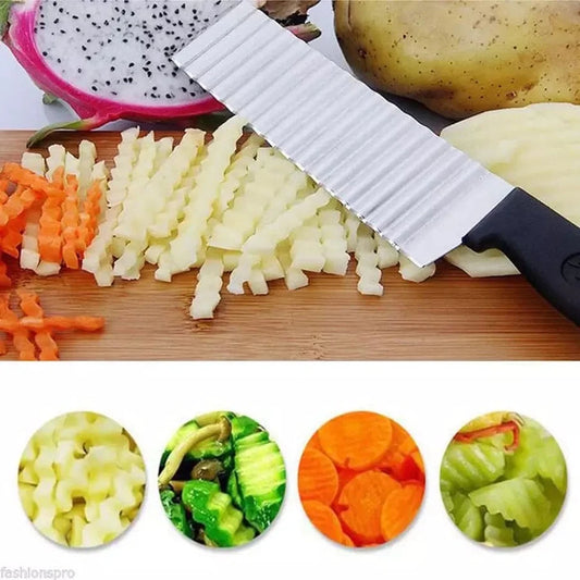 Stainless Steel Potato Chip Slicer – Wavy Crinkle Cut Knife