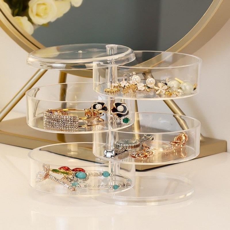 Acrylic 360° Rotating Jewelry Organizer – Transparent Multi-Layer Storage Box