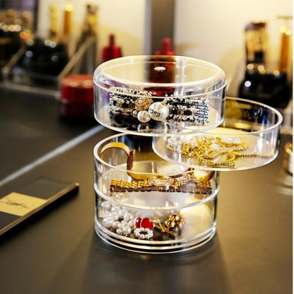 Acrylic 360° Rotating Jewelry Organizer – Transparent Multi-Layer Storage Box
