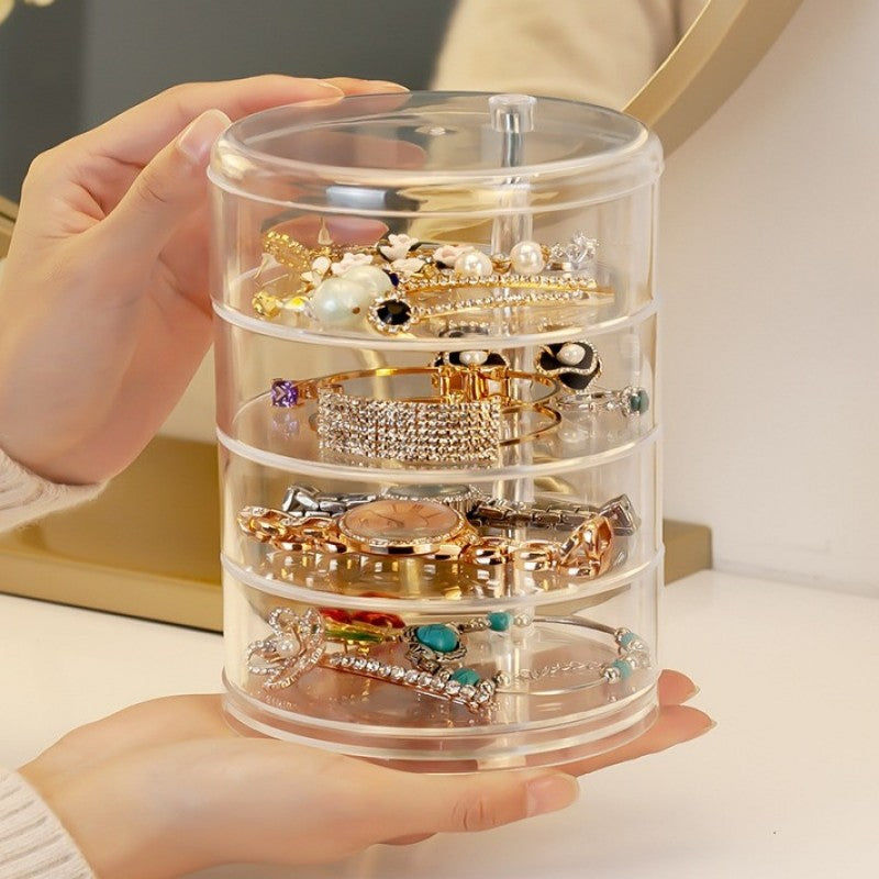 Acrylic 360° Rotating Jewelry Organizer – Transparent Multi-Layer Storage Box