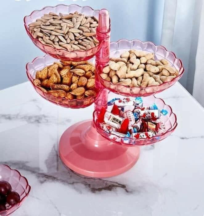 Rotating Multi-Tier Fruit & Snack Tray – 360° Serving Stand