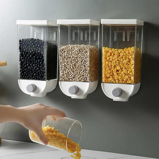 Transparent Wall-Mounted Cereal Dispenser – Grain & Food Storage Container