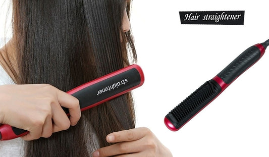 3-in-1 Ceramic Hair Straightening Brush – Detangling & Styling Comb