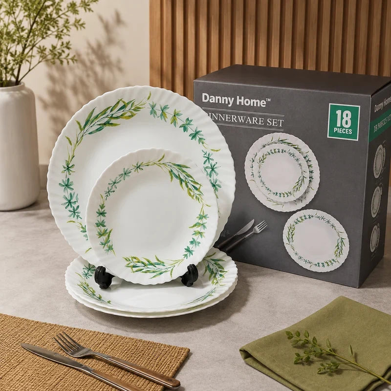 Danny Home Opal Botanical Leaf 18-Piece Dinner Set