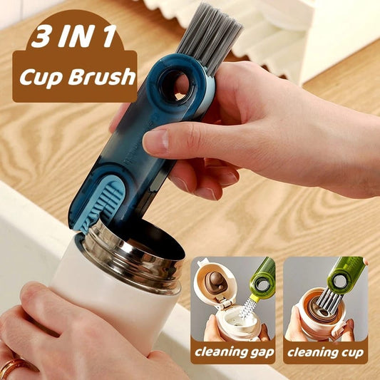 3-in-1 Bottle Gap Cleaning Brush – Rotating Nylon Bristle Cleaner