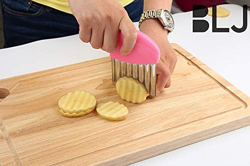 Stainless Steel Crinkle Cutter Knife – Wavy Vegetable & Fruit Slicer (Yellow Handle)