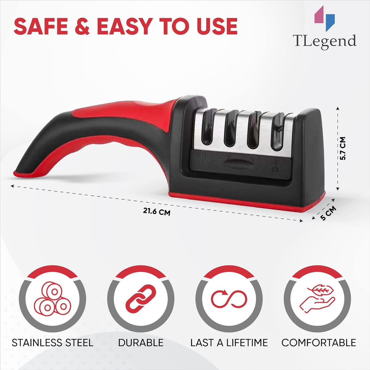 4-in-1 Kitchen Knife Sharpener – Stainless Steel Ergonomic Sharpening Kit