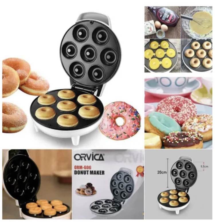 Mini Electric Doughnut Maker – Non-Stick 7-Doughnut Breakfast Machine