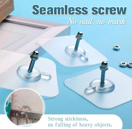 Self-Adhesive Wall Screw Set – Punch-Free Wall Mount Screws (Set of 10)