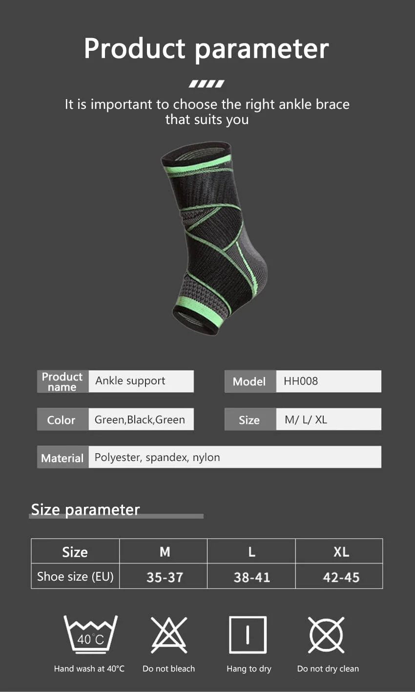 Ankle Support Brace – Adjustable Compression Sleeve (Single Piece)