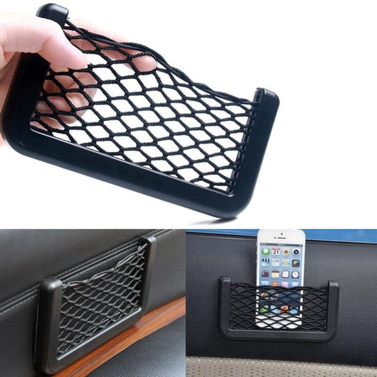 Car Mesh Storage Pocket – Adhesive Universal Seat Net Organizer