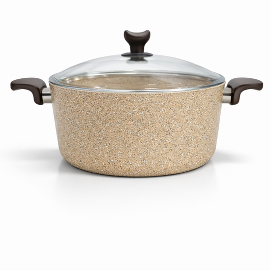 Falez Premium Granite Non-Stick Shallow Casserole Set (26, 28, 30cm) – Made in Turkey | Healthy Low-Oil Cooking with Glass Lids