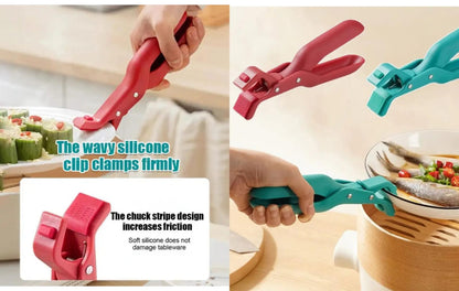 Anti-Scald Bowl & Dish Gripper – Heat-Resistant Silicone Cooking Tongs