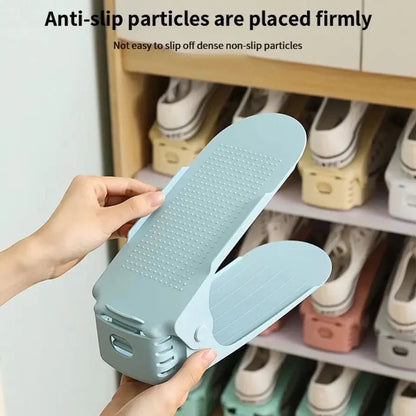 Adjustable Double Deck Shoe Stacker – Space-Saving Closet Shoe Organizer