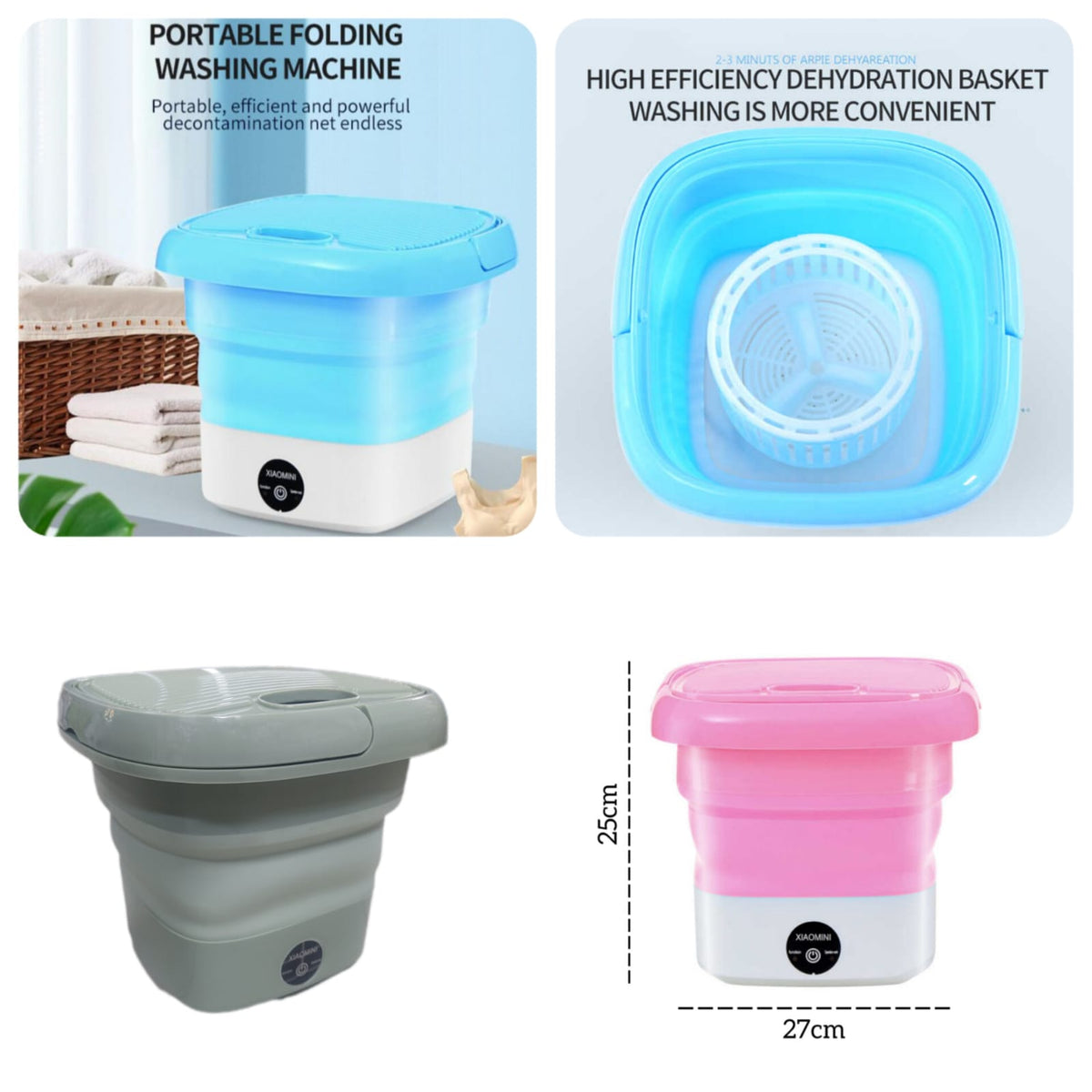 Foldable Electric Mini Washing Machine – Portable Washer with Spin Dryer
