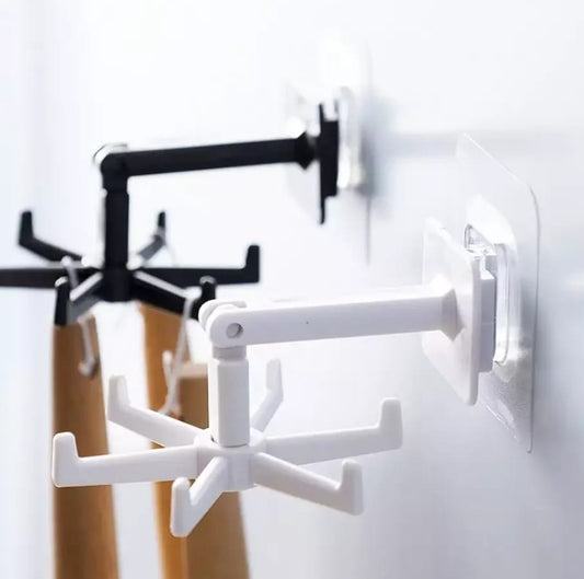 360° Rotatable Six-Claw Storage Hook – Punch-Free Wall Organizer