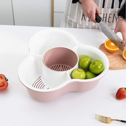 Double Layer Vegetable & Fruit Washing Basket – Drain Rack Colander