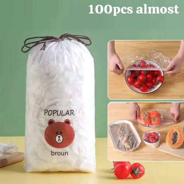 Stretchable Plastic Bowl Covers – Disposable Food Storage Covers (Approx. 100)