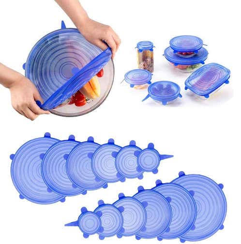 Set of 6 Silicone Stretch Lids – Reusable Food Sealing Covers