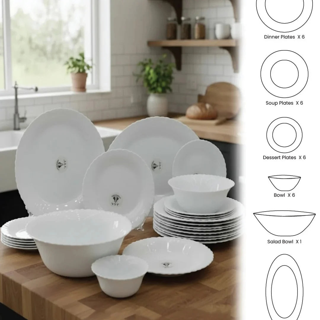 Opal Elegant 26-Piece White Dinnerware Set