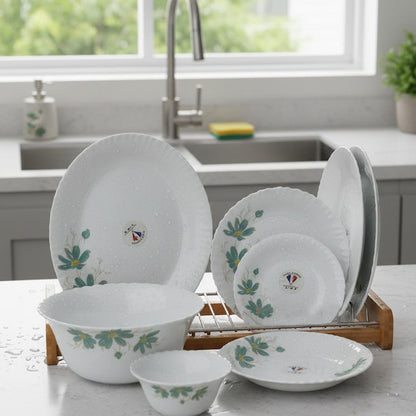 Elegant Opal 26-Piece Floral White Dinnerware Set