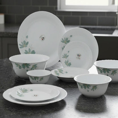 Elegant Opal 26-Piece Floral White Dinnerware Set