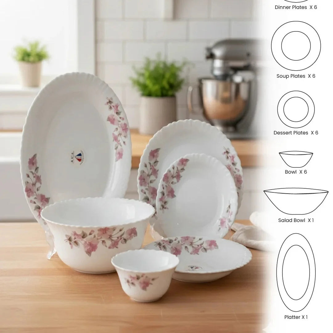 Blossom Charm 26-Piece Opalware Dinner Set