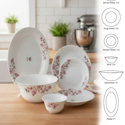 Blossom Charm 26-Piece Opalware Dinner Set