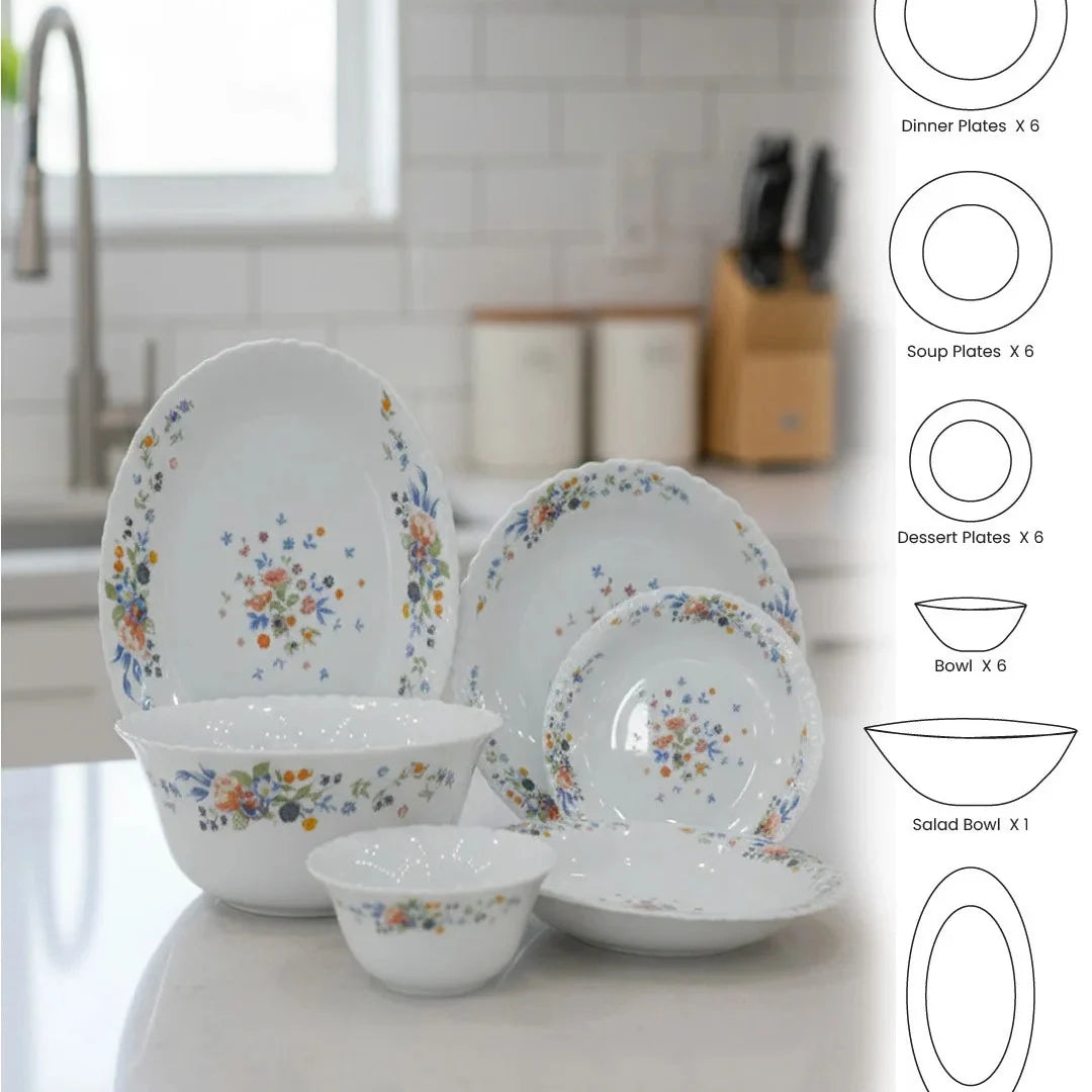 26-Piece Opalware Dinner Set A Splash of Color for Every Occasion