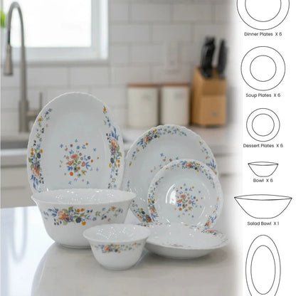 26-Piece Opalware Dinner Set A Splash of Color for Every Occasion