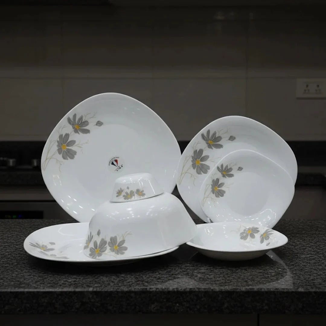 Floral Elegance Opal Dinner Set – 26 Pieces
