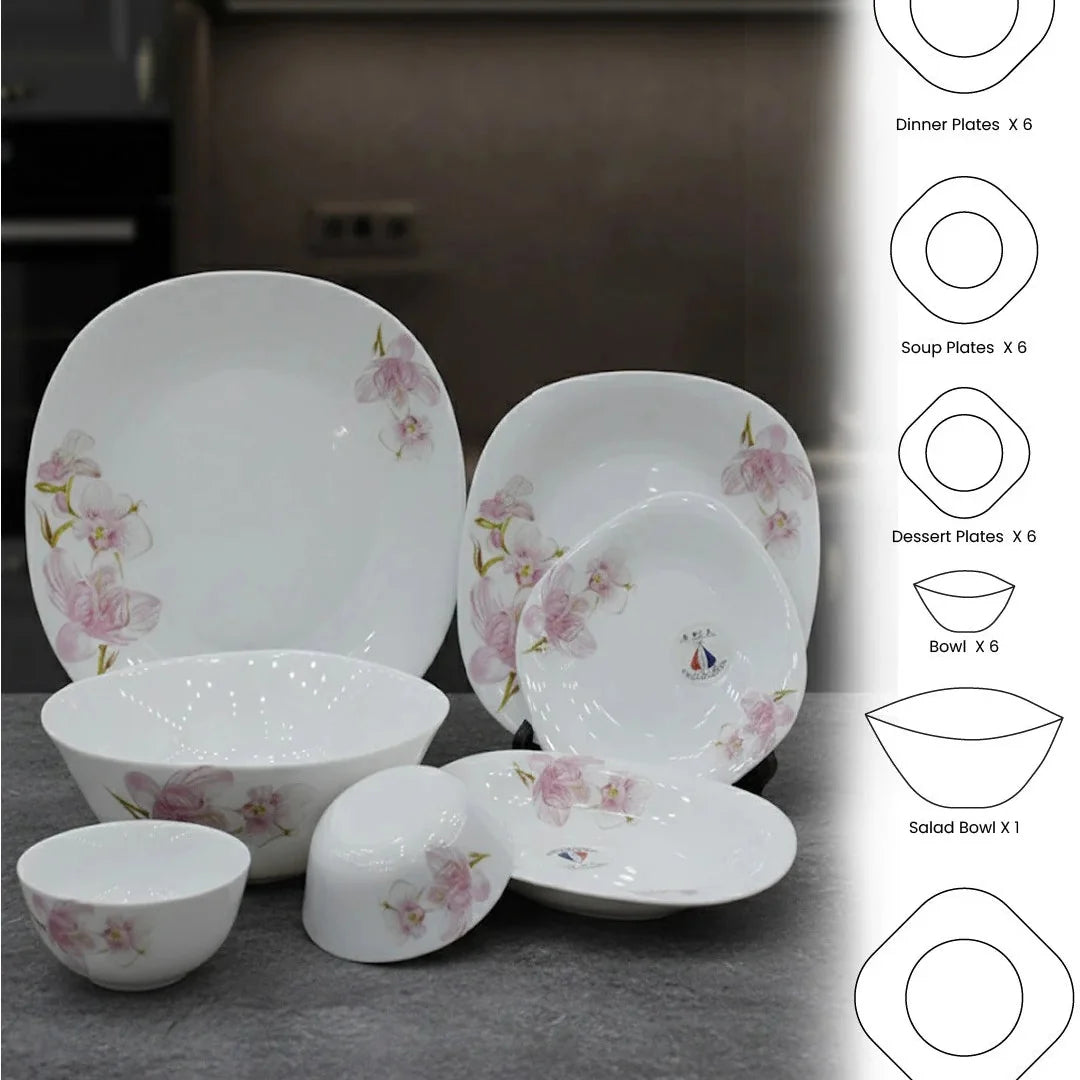 Orchid Blossom 26-peice Opal Dinner Set