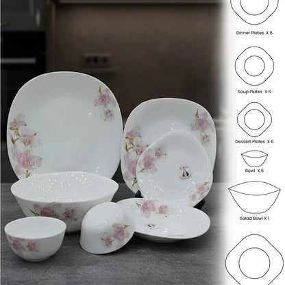 Orchid Blossom 26-peice Opal Dinner Set