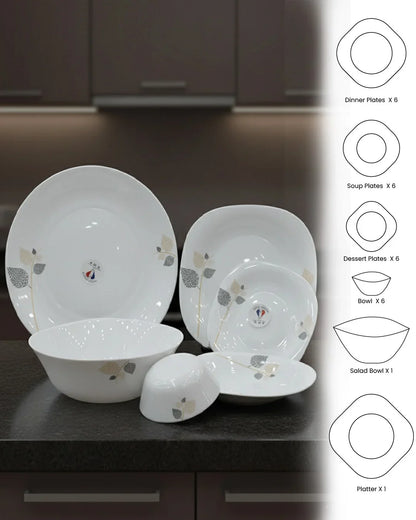 26-Piece Opal Dinner Set – Golden Leaf Design