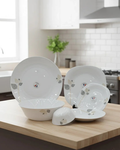 26-Piece Opal Dinner Set – Golden Leaf Design